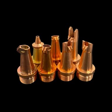 Set of nozzles for welding various seams, cutting, and cleaning